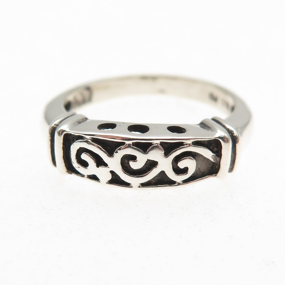 Charles Winston 925 Sterling Silver Vintage Spiral Oxidized Ring Size 7.25