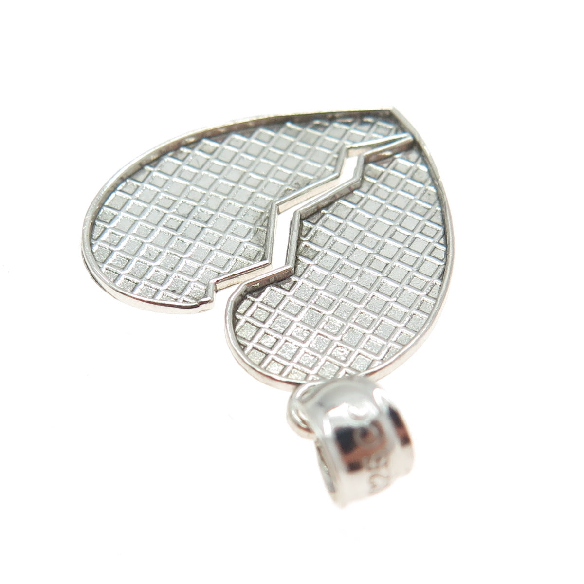 925 Sterling Silver Broken Heart Charm Pendant