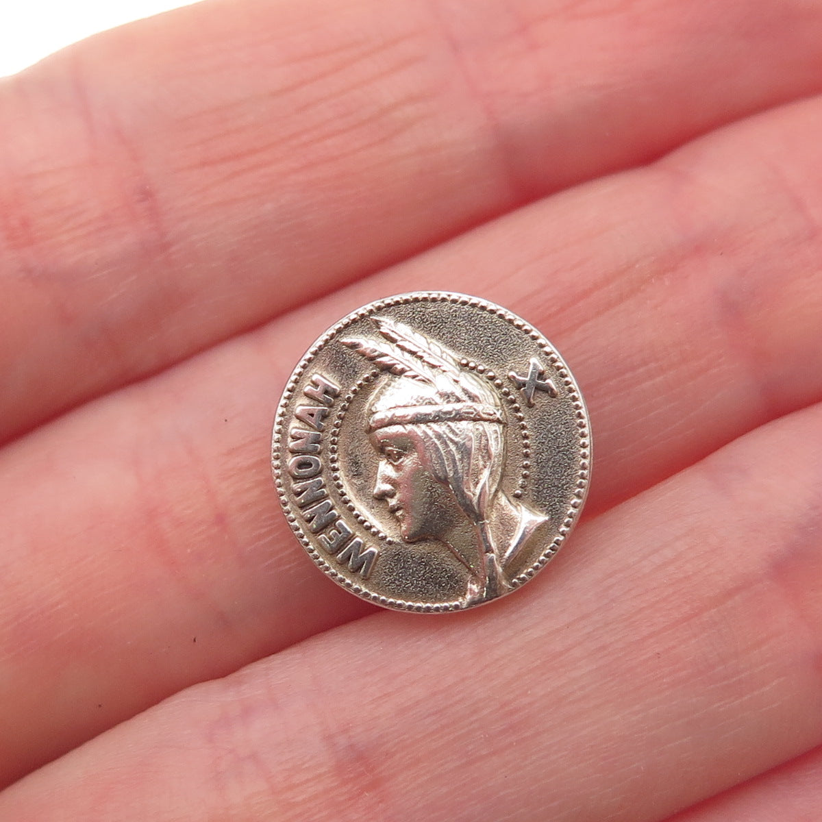 MAC NY 925 Sterling Silver Antique Art Deco Wennonah Indian Head Pin Brooch