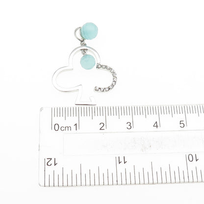 925 Sterling Silver Real Chalcedony & C Z Club Charm Pendant