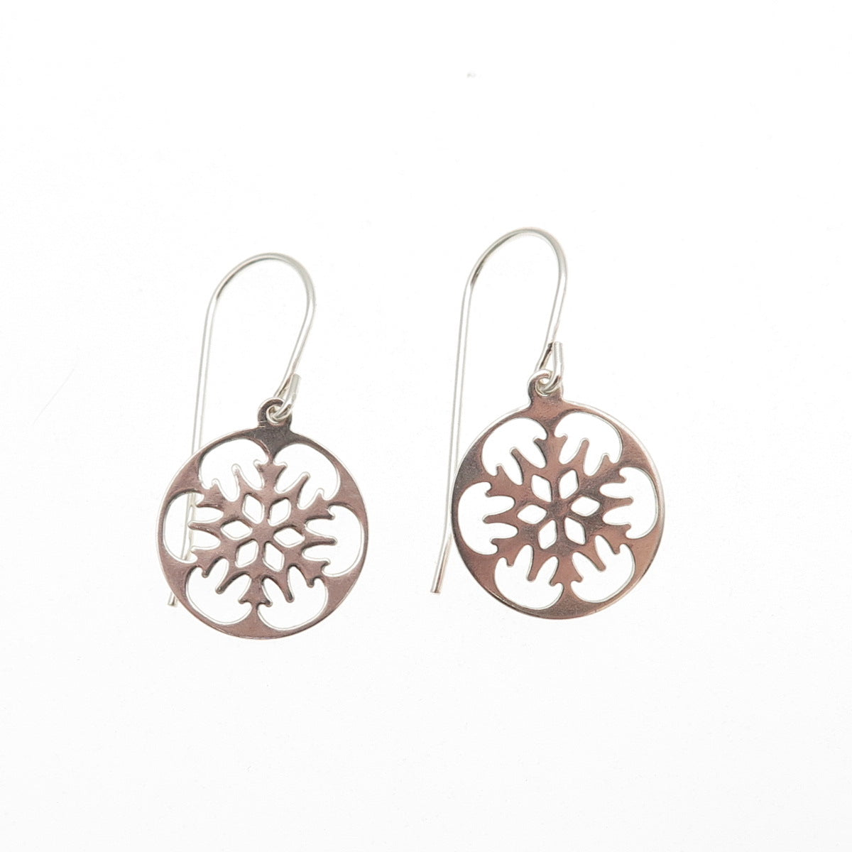 925 Sterling Silver Vintage Snowflake Dangle Earrings