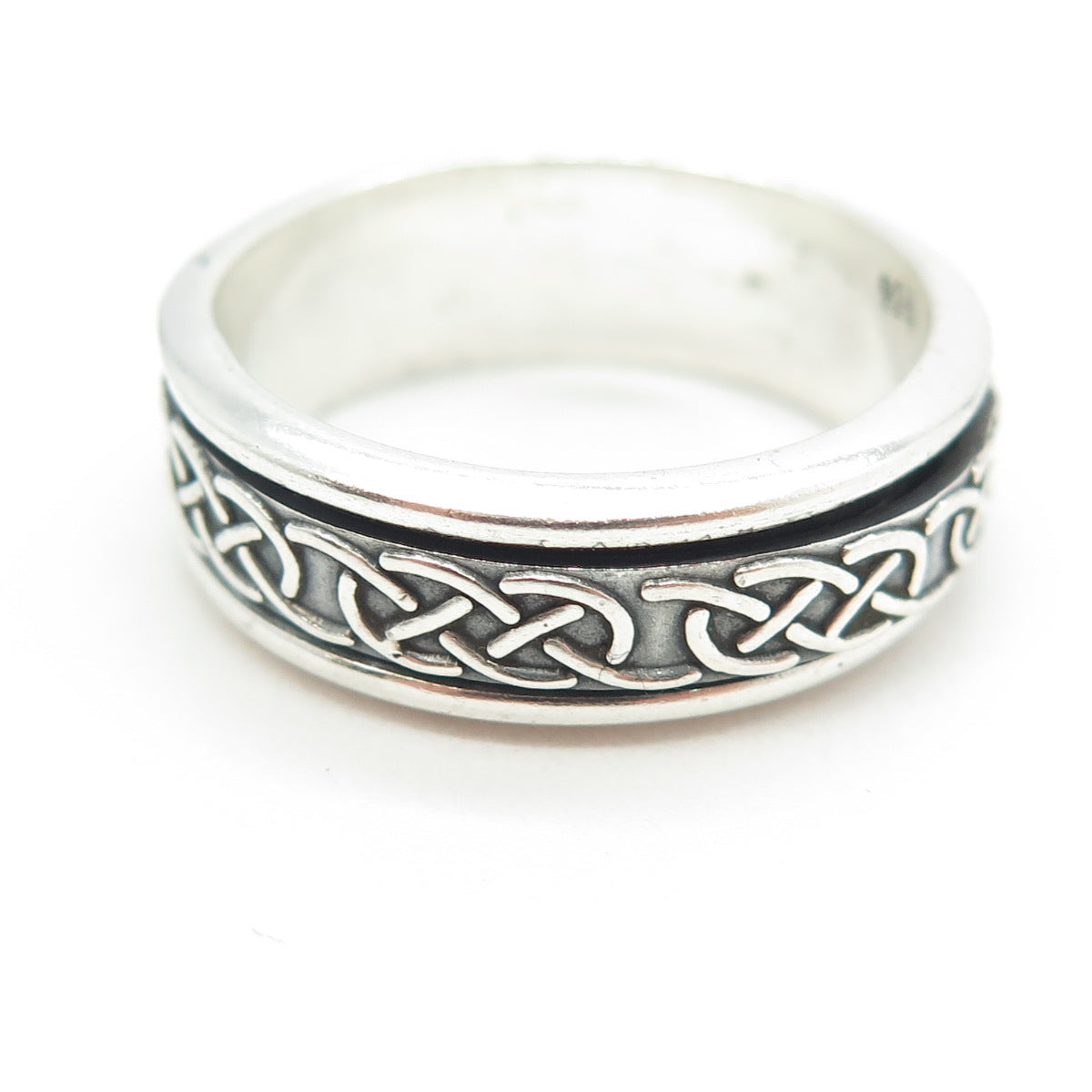 925 Sterling Silver Vintage Celtic Knot Rotating Band Ring Size 11