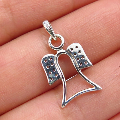 925 Sterling Silver Real White Diamond Angel Charm Pendant