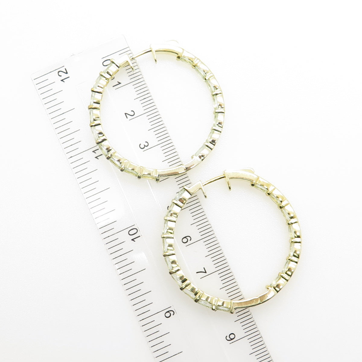 925 Sterling Silver Gold Plated C Z Huggie Earrings