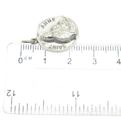 CHAPEL 925 Sterling Silver Vintage St. Anne Religious Medal Charm Pendant