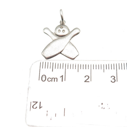 ORB Otto Robert Bade Sterling Silver Vintage Bowling Ball & Pins Mini Pendant