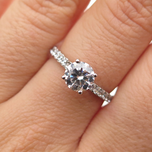 925 Sterling Silver Round-Cut C Z Engagement Ring Size 6.5