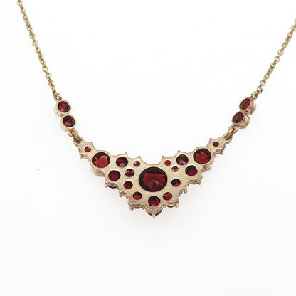1/20 14K Gold Filled Vintage Germany Real Bohemian Garnet Chain Necklace 16"