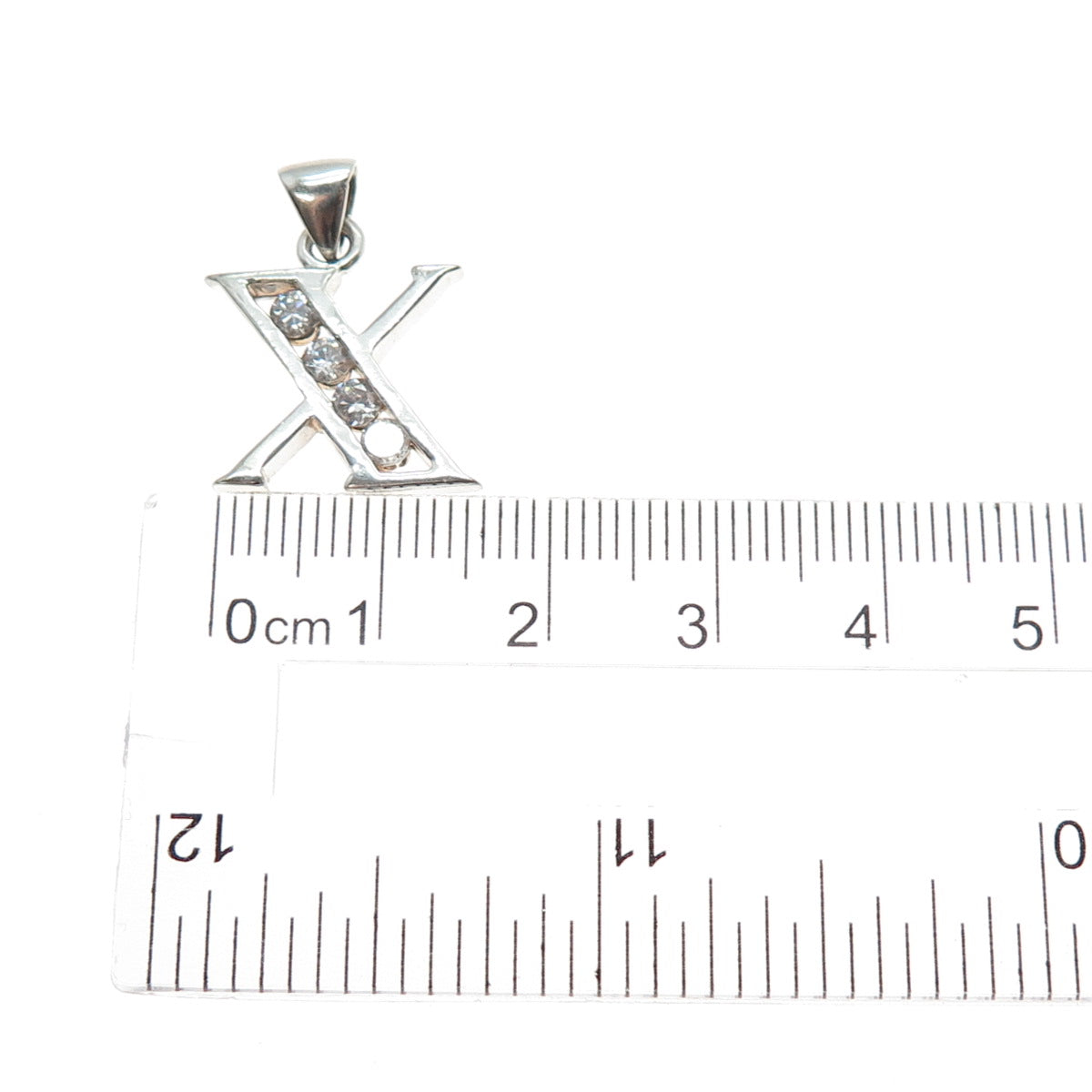 925 Sterling Silver Round-Cut C Z Letter X Charm Pendant