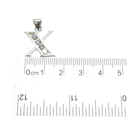 925 Sterling Silver Round-Cut C Z Letter X Charm Pendant