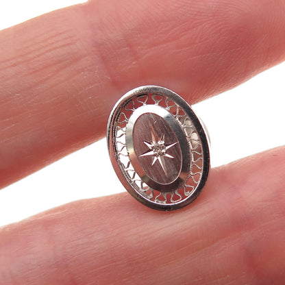 Lamode 925 Sterling Silver Vintage Real Diamond North Star Tie tack / Lapel Pin