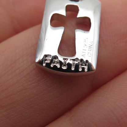 ANNIKA WITT 925 Sterling Silver Round-Cut C Z Cross Tag Mini Charm Pendant
