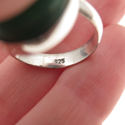 925 Sterling Silver Vintage Real Cabochon Chrysoprase Ring Size 7.25