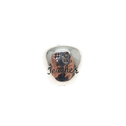 REFLECTION BEADS 925 Sterling Silver C Z #1 Teacher Apple Slide Bead Charm