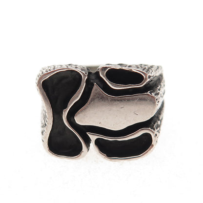 925 Sterling Silver Vintage Modernist Oxidized Ring Size 9.75