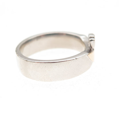 Solvar 925 Sterling Silver 14K Gold Vintage Dublin Irish Claddagh Ring Size 6