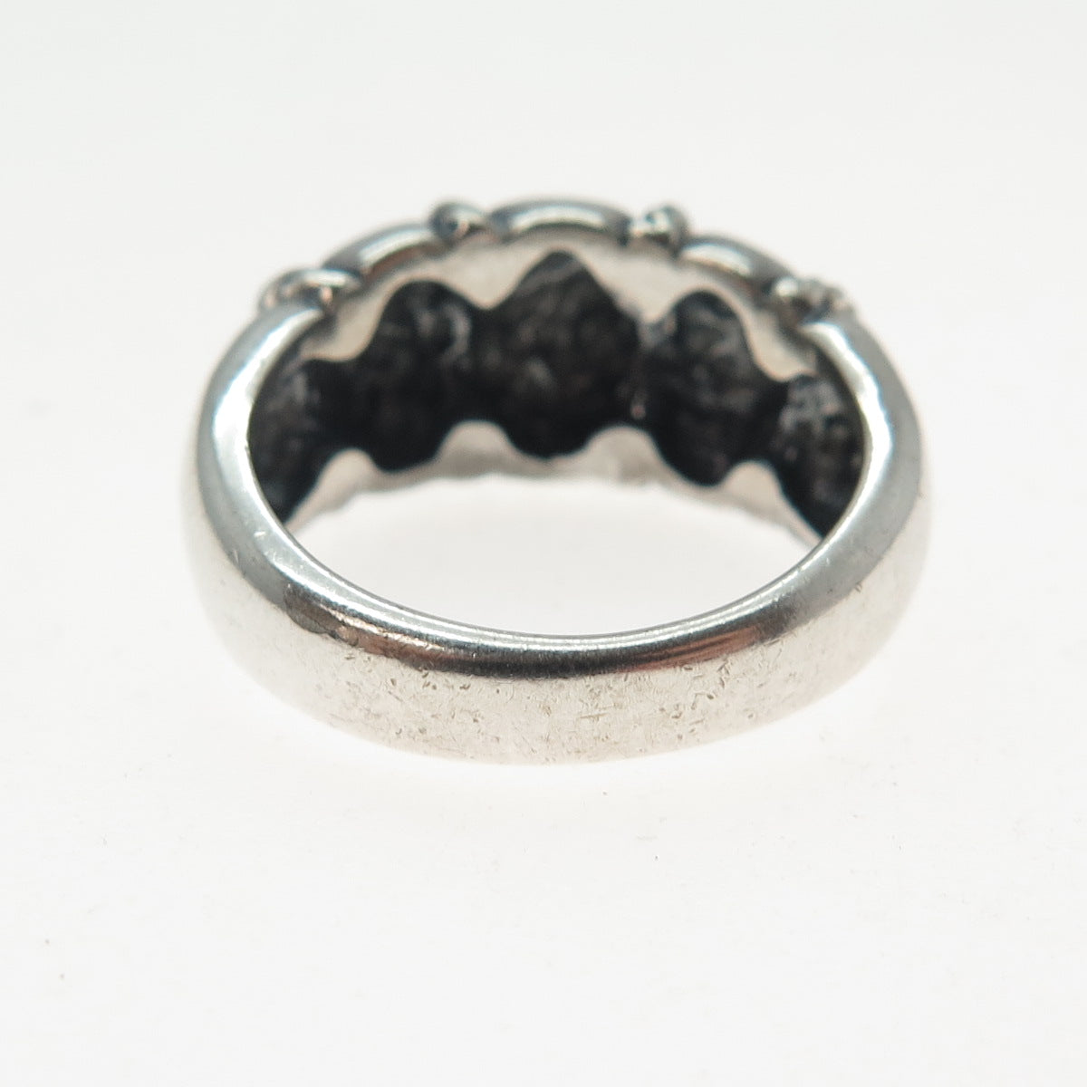 KABANA 925 Sterling Silver Vintage Modernist Ribbed Dome Ring Size 6
