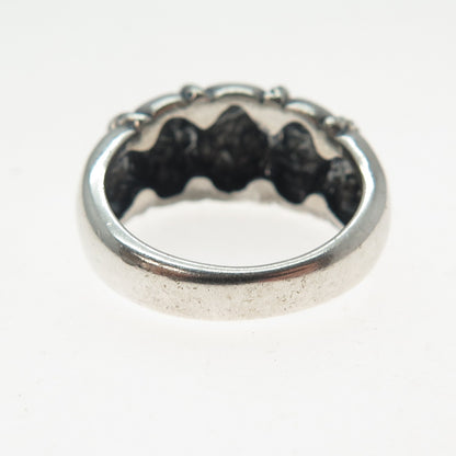 KABANA 925 Sterling Silver Vintage Modernist Ribbed Dome Ring Size 6