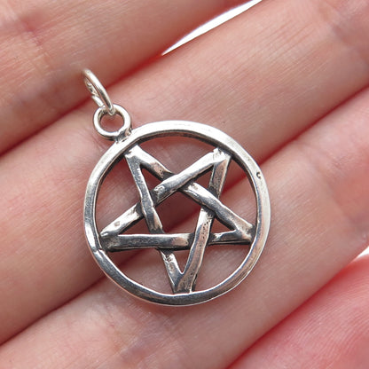 SUNWEST 925 Sterling Silver Vintage Pentagram Oxidized Charm Pendant
