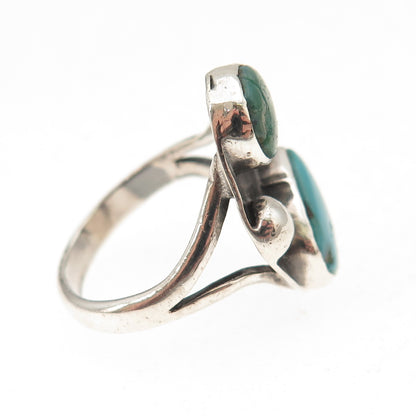 Old Pawn 925 Sterling Silver Vintage Southwestern Multi-Turquoise Ring Size 5.75