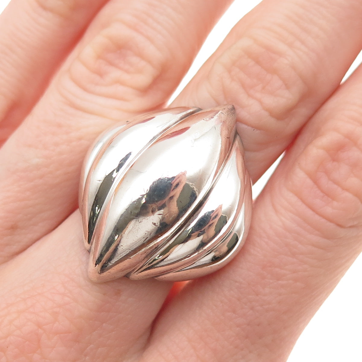 925 Sterling Silver Vintage Modernist Oxidized Ring Size 6.25