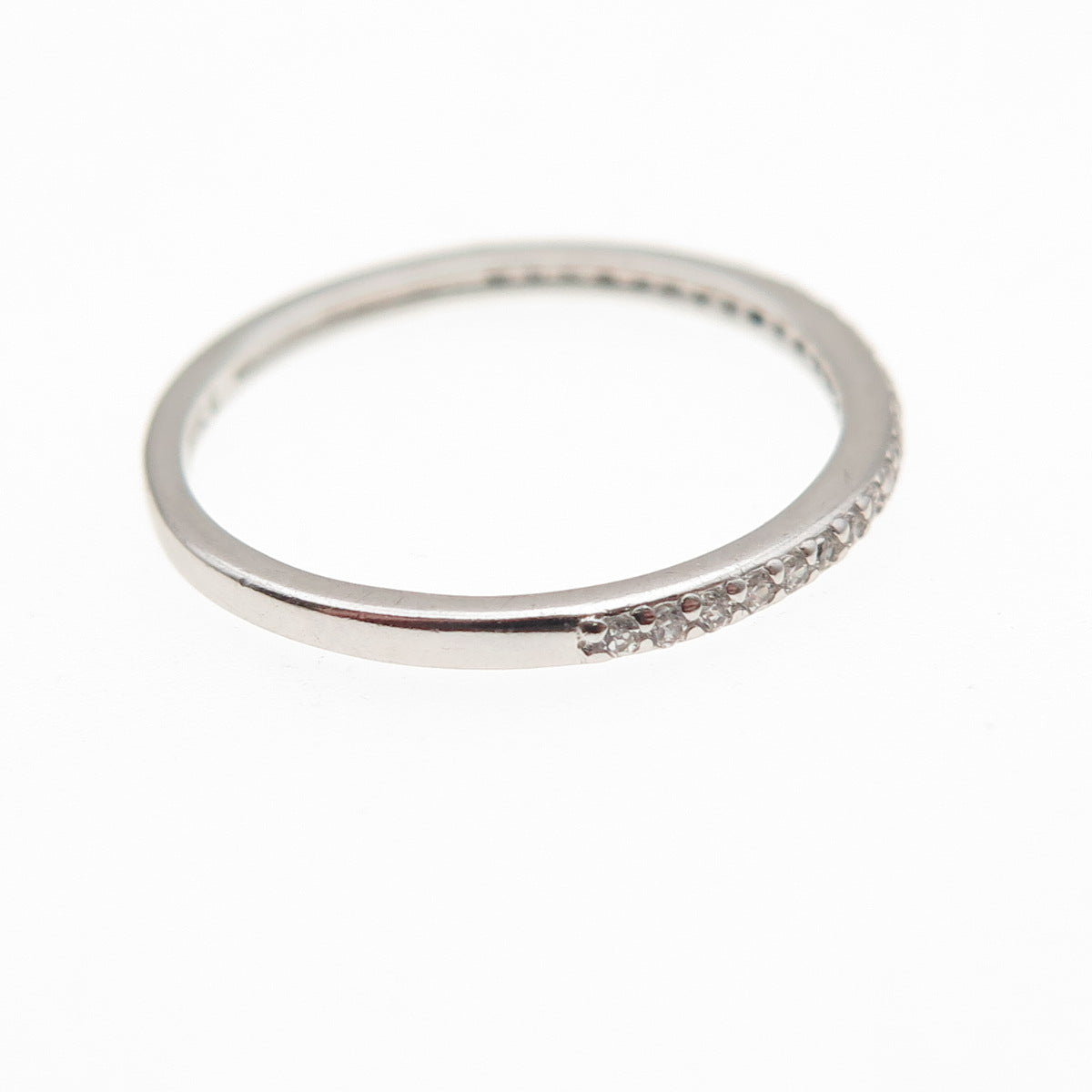 925 Sterling Silver Round-Cut C Z Half Eternity Stackable Band Ring Size 6