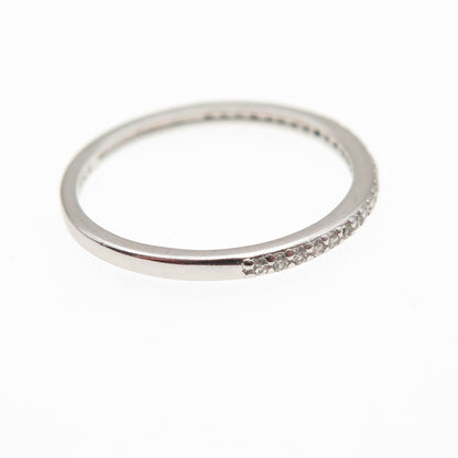 925 Sterling Silver Round-Cut C Z Half Eternity Stackable Band Ring Size 6