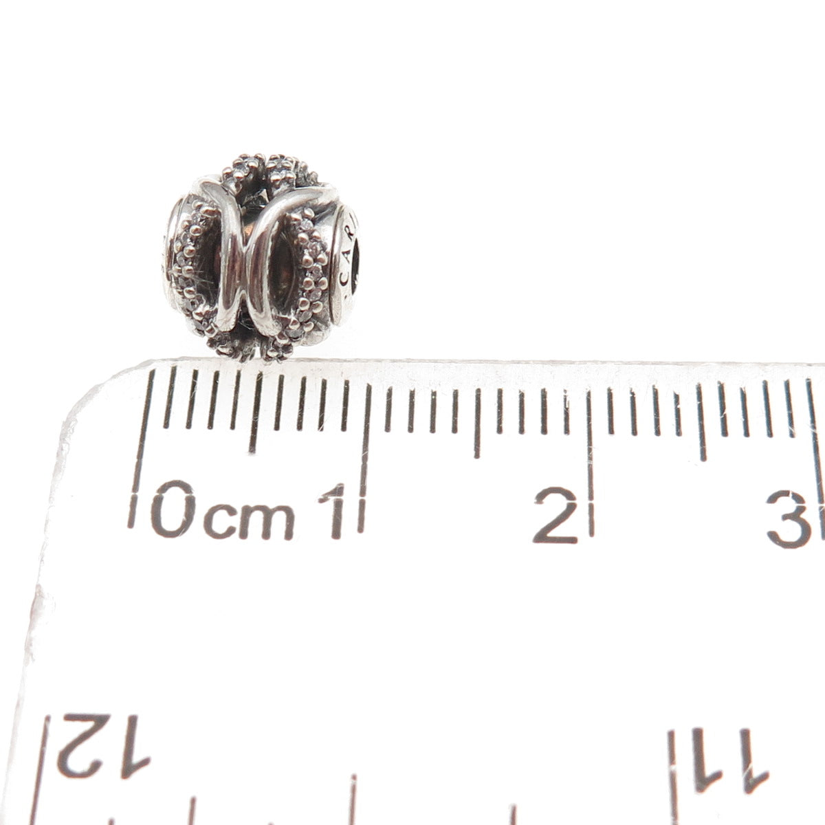 Pandora 925 Sterling Silver C Z Essence Caring Slide Bead Charm