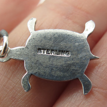 925 Sterling Silver Vintage Lucky Turtle Minimalist Charm Pendant