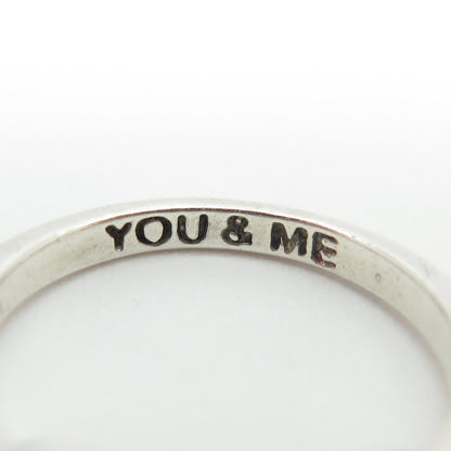 925 Sterling Silver Vintage "You & Me" Infinity Ring Size 7