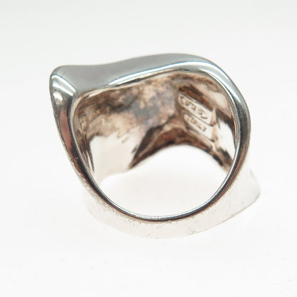 925 Sterling Silver Vintage Italy Modernist Wavy Ring Size 7