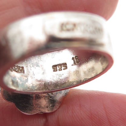 KumKum 925 Sterling Silver Vintage C Z Flower Oxidized Ring Size 7.5