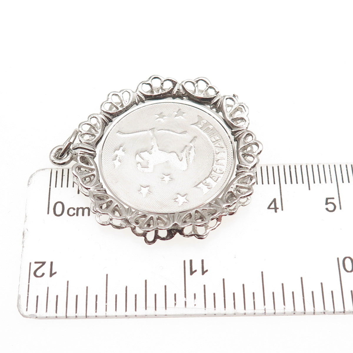 JAY POSON 925 Sterling Silver Vintage Sagittarius Zodiac Sign Charm Pendant