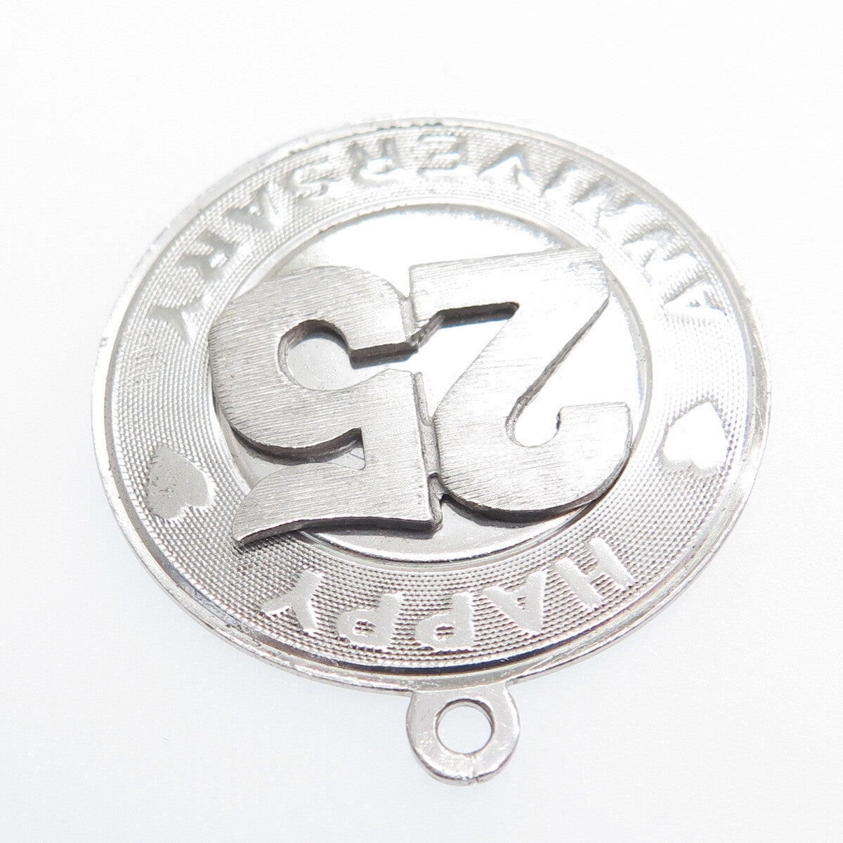 925 Sterling Silver Vintage M&M Happy 25th Anniversary Charm Pendant