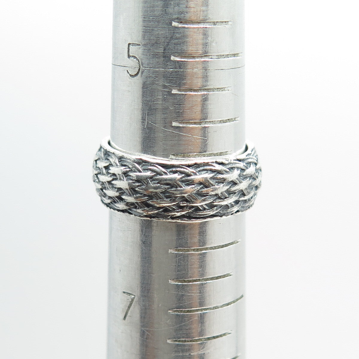 925 Sterling Silver Vintage Wicker Band Ring Size 6.25