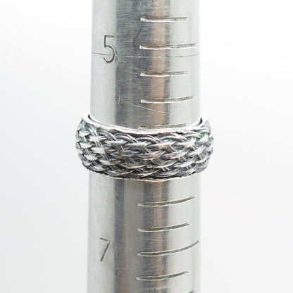 925 Sterling Silver Vintage Wicker Band Ring Size 6.25