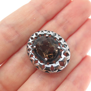 CLYDE DUNEIER CID Sterling Silver Vintage Smoky Quartz Modernist Slide Pendant