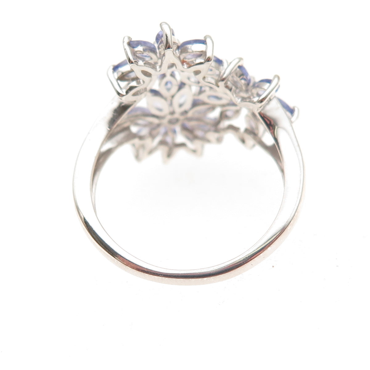 Chuck Clemency 925 Sterling Silver Real Tanzanite Floral Ring Size 8.25