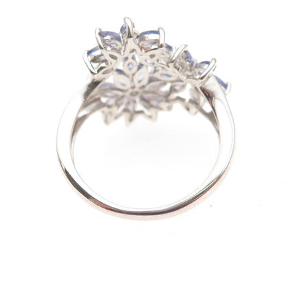 Chuck Clemency 925 Sterling Silver Real Tanzanite Floral Ring Size 8.25