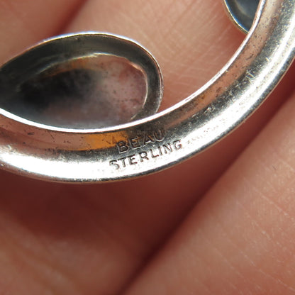 BEAU 925 Sterling Silver Vintage Two Eighth Notes Music Round Pin Brooch