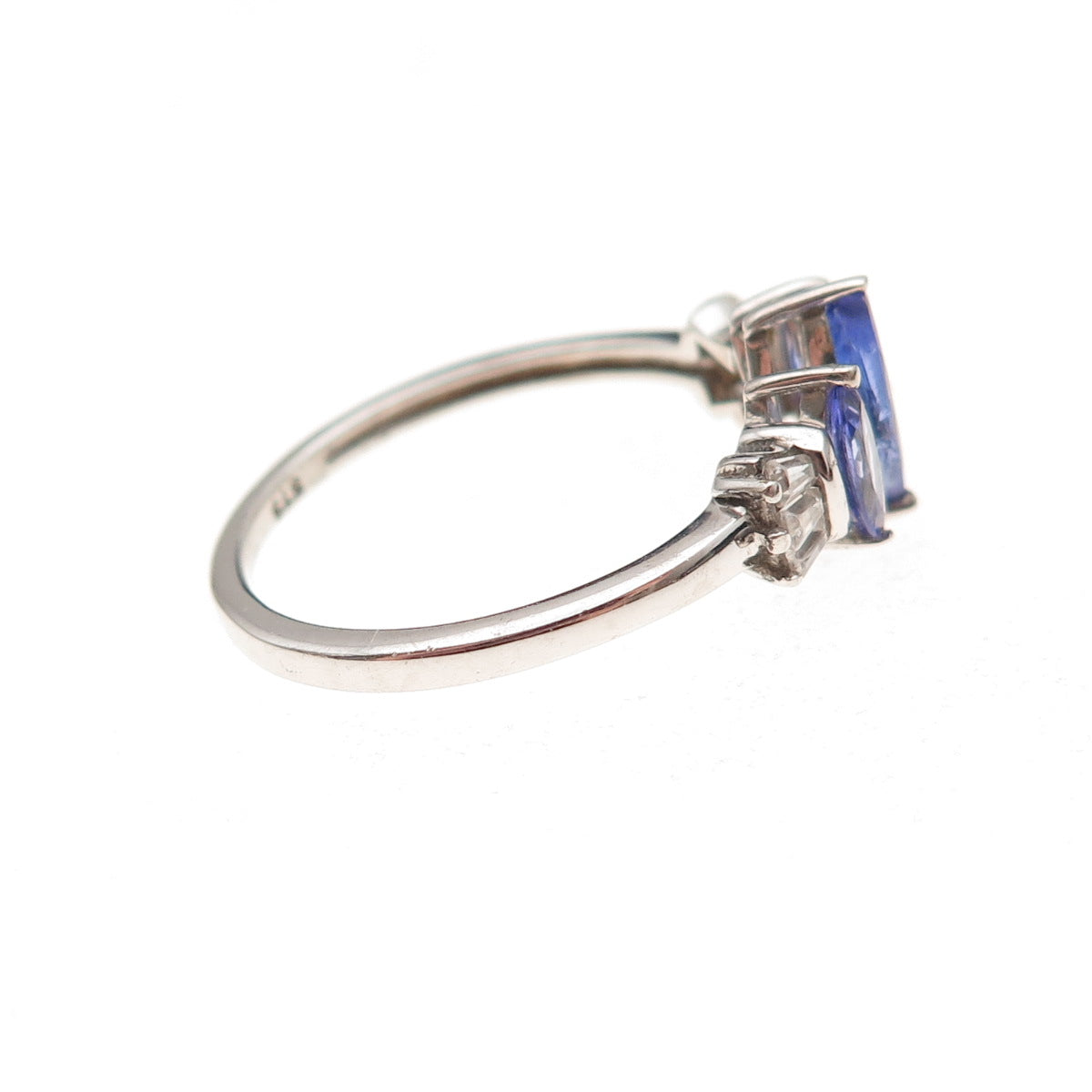 Chuck Clemency 925 Sterling Silver Real Tanzanite & White Topaz Ring Size 8