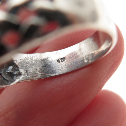 925 Sterling Silver Vintage Woven Oxidized Ring Size 8