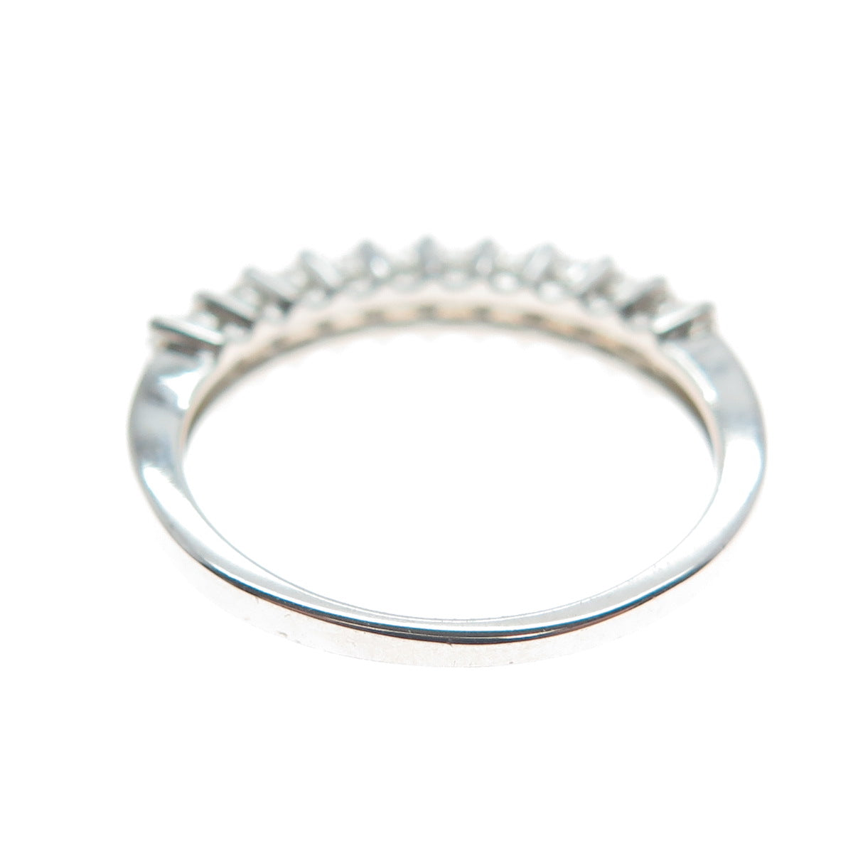 DSMK 925 Sterling Silver Emerald-Cut C Z Half Eternity Ring Size 6.25