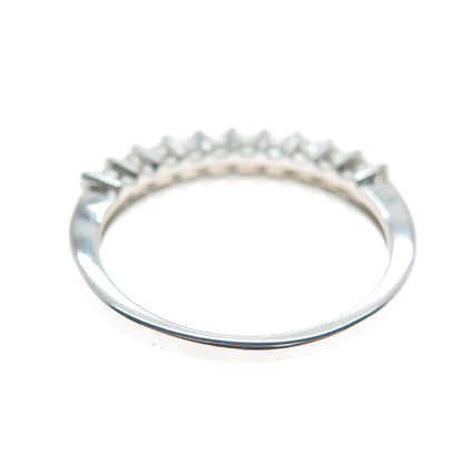 DSMK 925 Sterling Silver Emerald-Cut C Z Half Eternity Ring Size 6.25