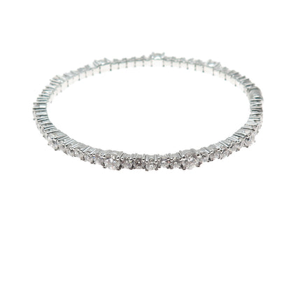 925 Sterling Silver Round-Cut C Z Tennis Link Bangle Bracelet 7.75"