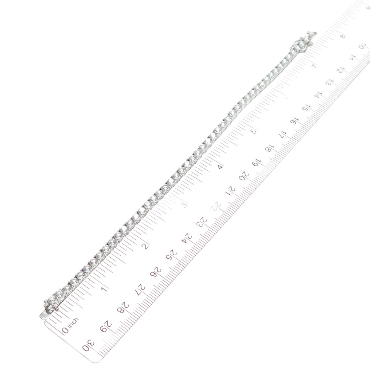 925 Sterling Silver Round-Cut C Z Tennis Link Bracelet 7.25"
