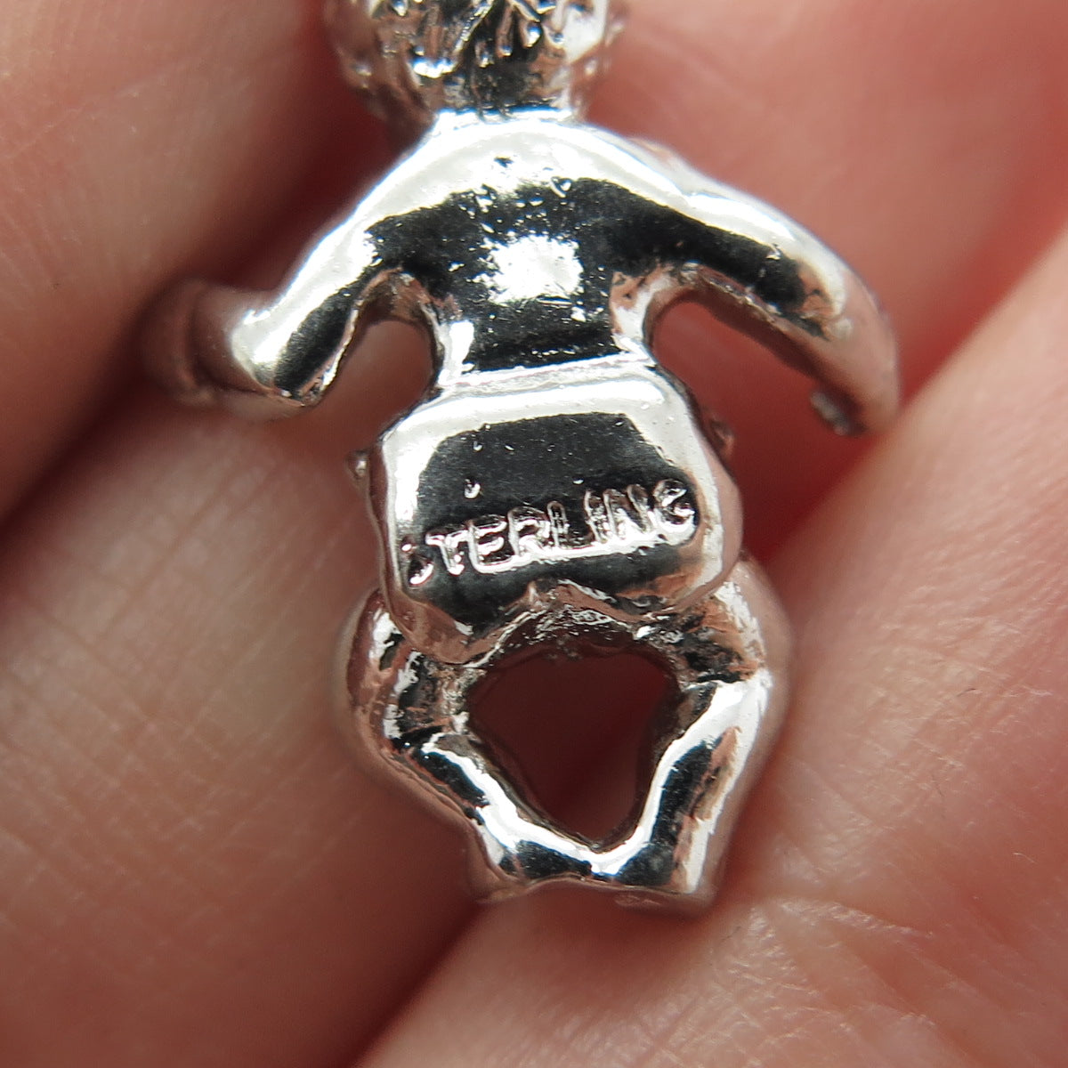 925 Sterling Silver Antique Art Deco Baby Boy Minimalist 3D Charm Pendant