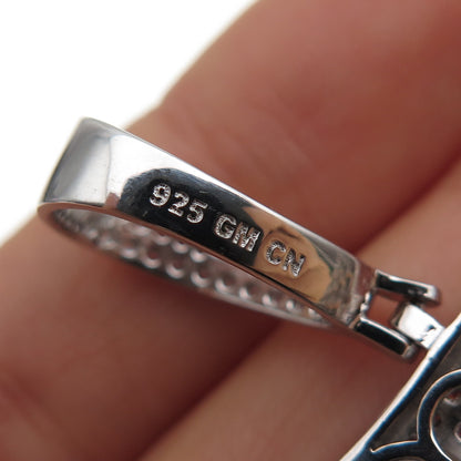 925 Sterling Silver Round & Emerald-Cut C Z Black Lives Matter Pendant