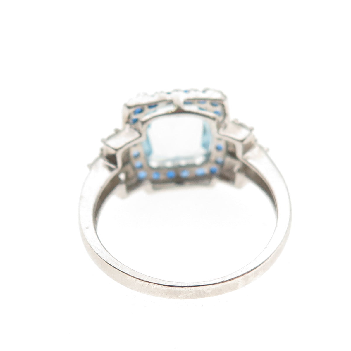 Chuck Clemency 925 Sterling Silver Blue & White C Z Ring Size 7