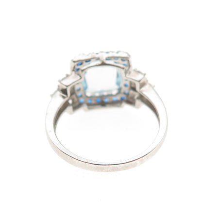 Chuck Clemency 925 Sterling Silver Blue & White C Z Ring Size 7